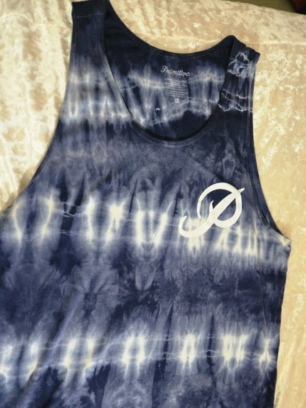 Primitive Tie Dye Tank Top Size Large Blue White Sleeveless